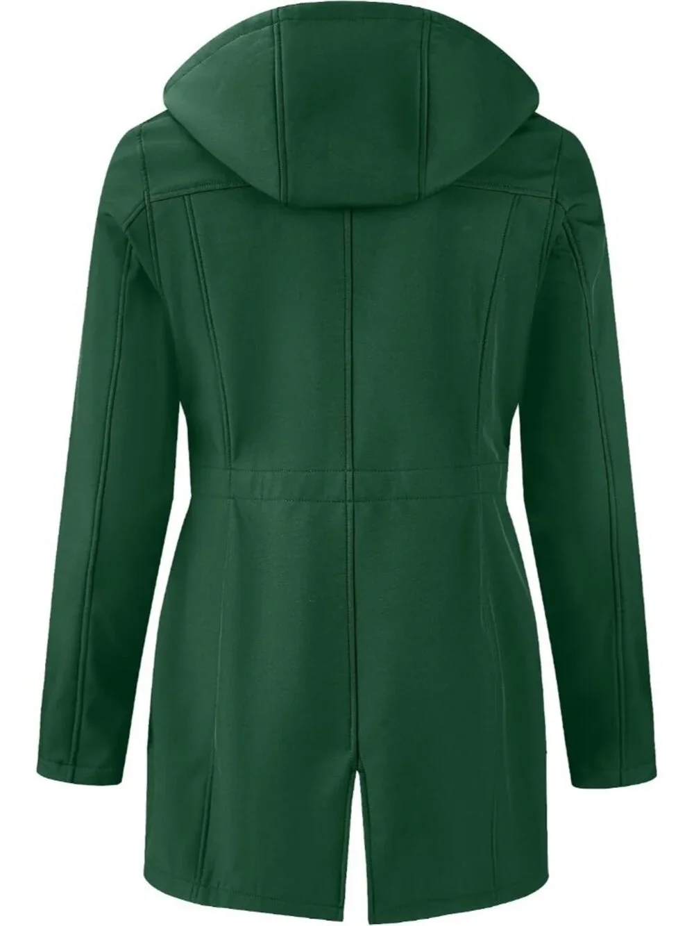 Women's Dark Green Hooded Fleece Lined Waterproof Hiking Softshell Rain Jacket